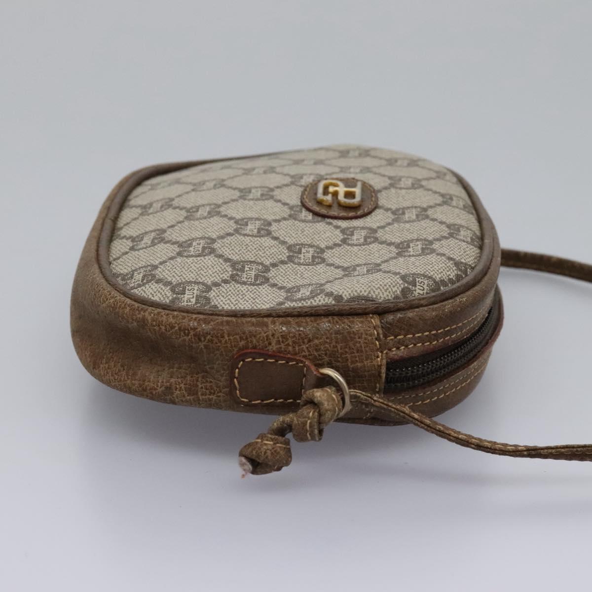 GUCCI GG Plus Supreme Shoulder Bag PVC Leather Beige Auth ep7396