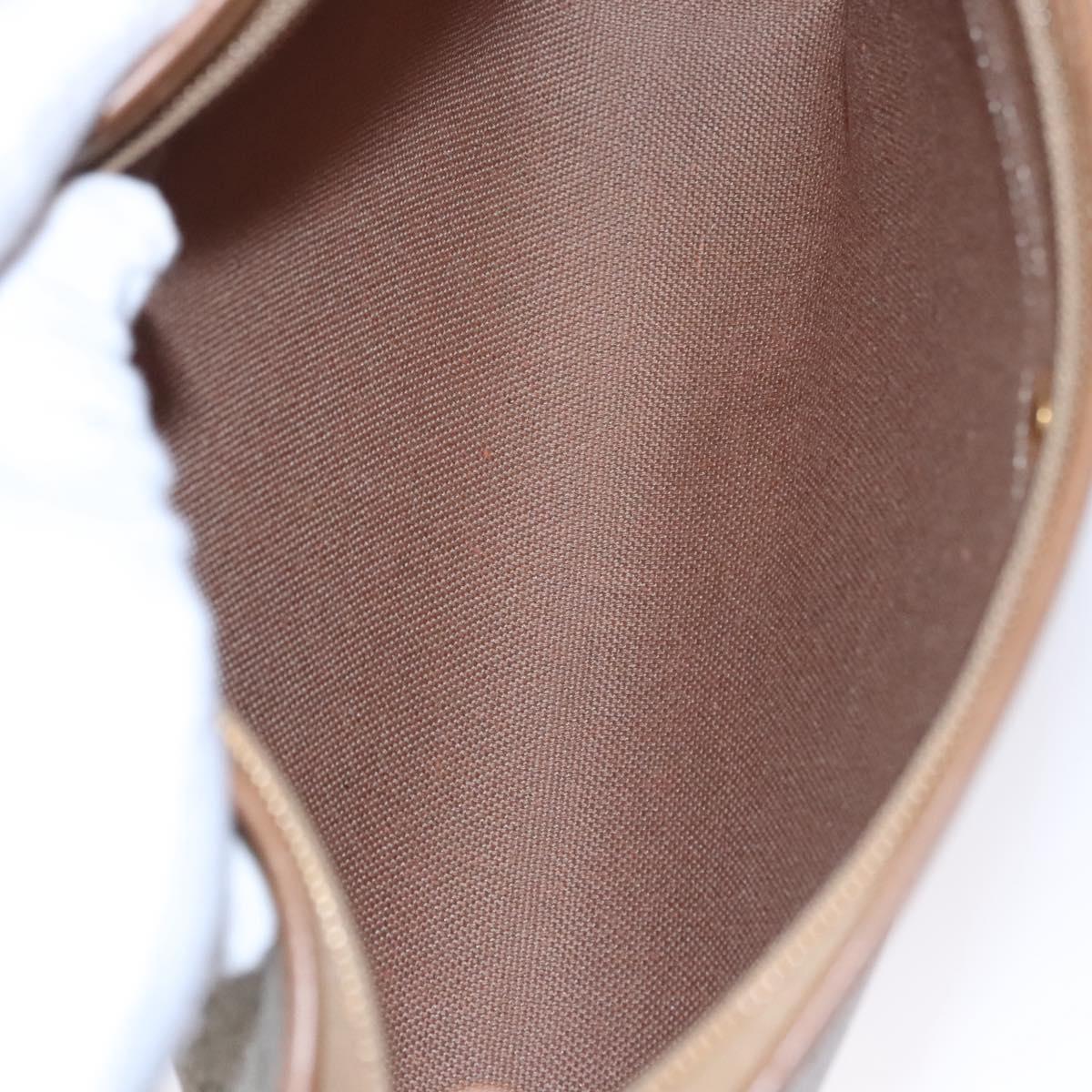 Christian Dior Honeycomb Canvas Clutch Bag PVC Leather Beige Gold Auth ep7407