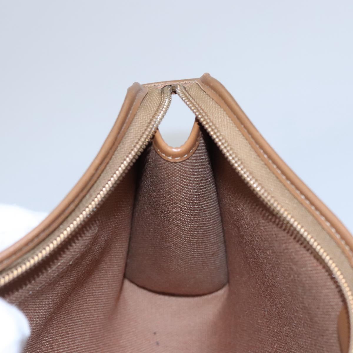 Christian Dior Honeycomb Canvas Clutch Bag PVC Leather Beige Gold Auth ep7407