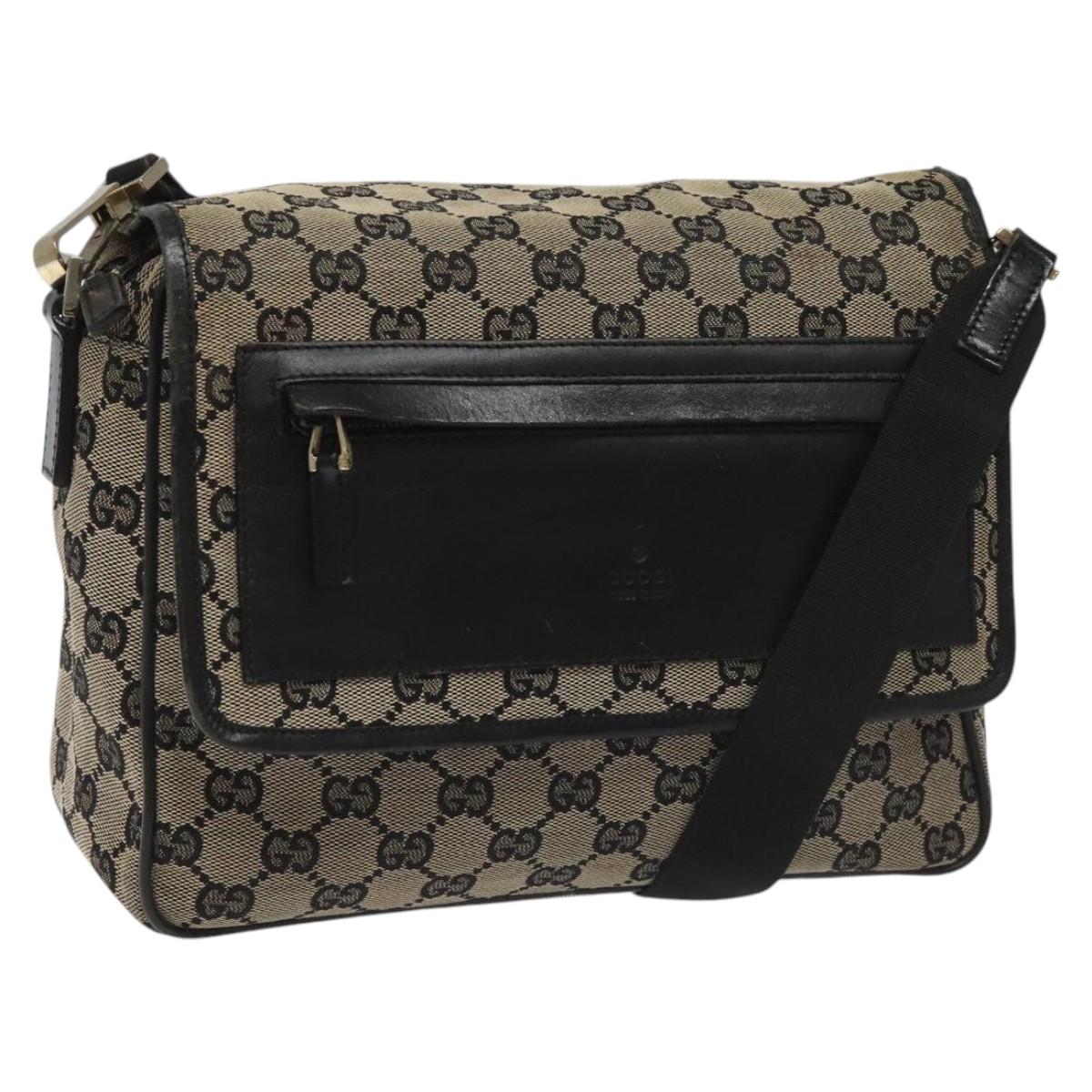 GUCCI GG Canvas Shoulder Bag Black 019 0375 Auth ep7418