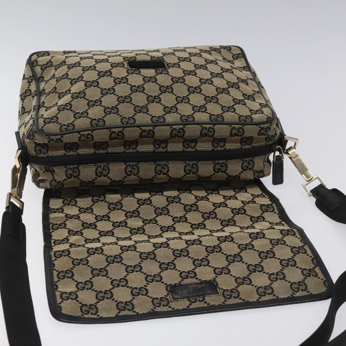 GUCCI GG Canvas Shoulder Bag Black 019 0375 Auth ep7418