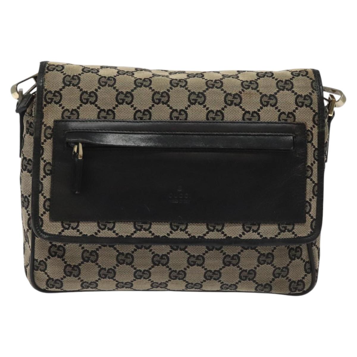 GUCCI GG Canvas Shoulder Bag Black 019 0375 Auth ep7418