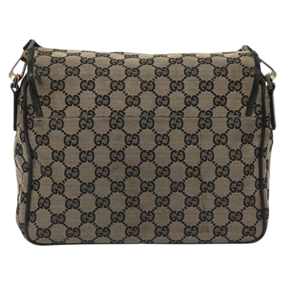 GUCCI GG Canvas Shoulder Bag Black 019 0375 Auth ep7418