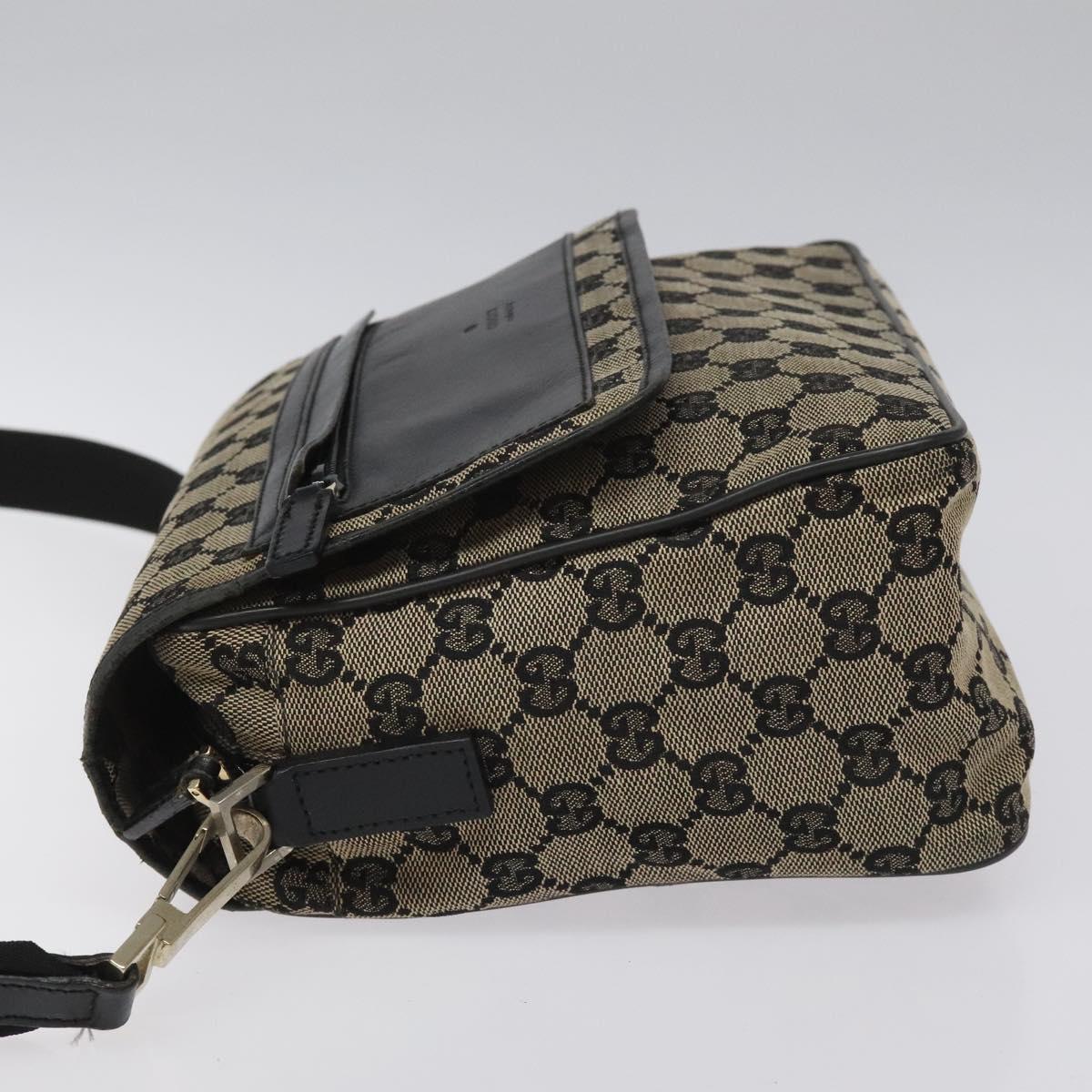 GUCCI GG Canvas Shoulder Bag Black 019 0375 Auth ep7418