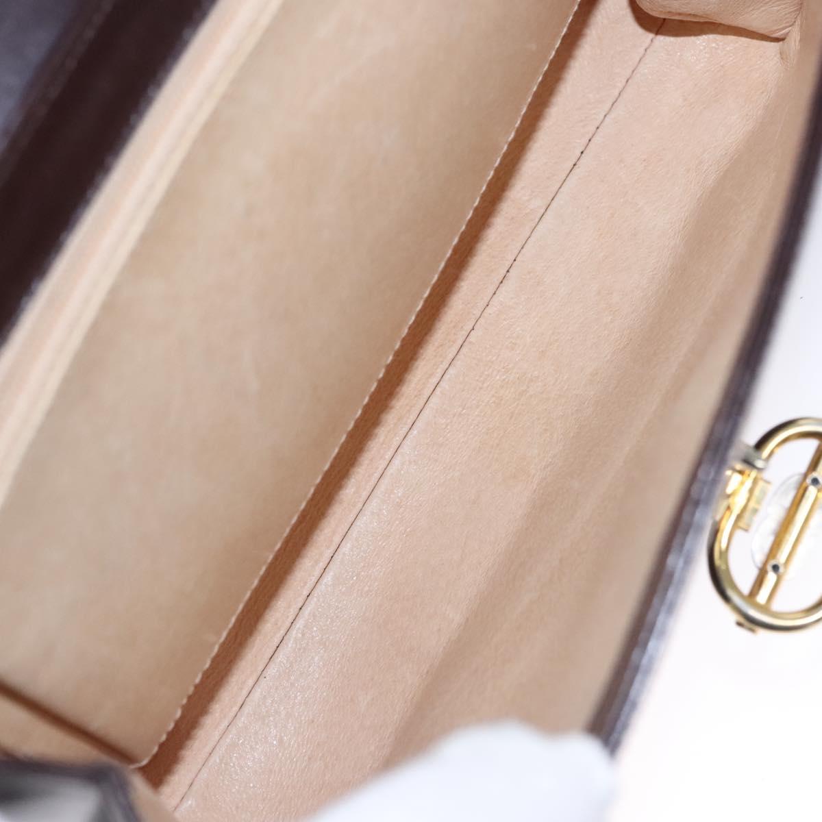 GUCCI Chain Shoulder Bag Leather Brown Gold Auth ep7469