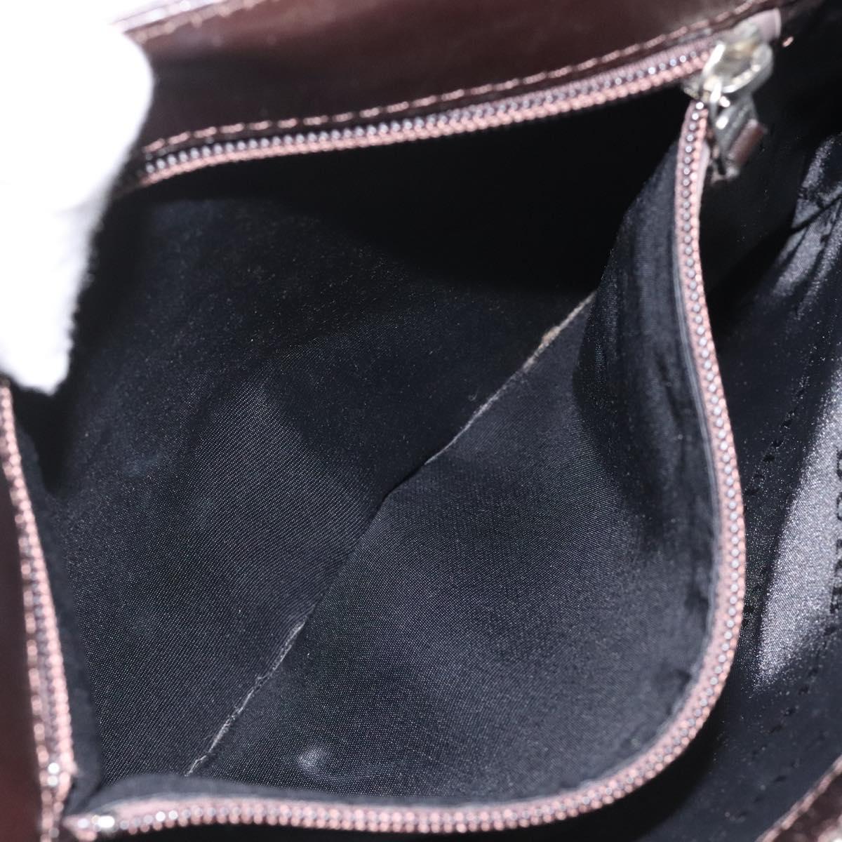 BURBERRY Nova Check Hand Bag Nylon Beige Dark Brown Silver Auth ep7479