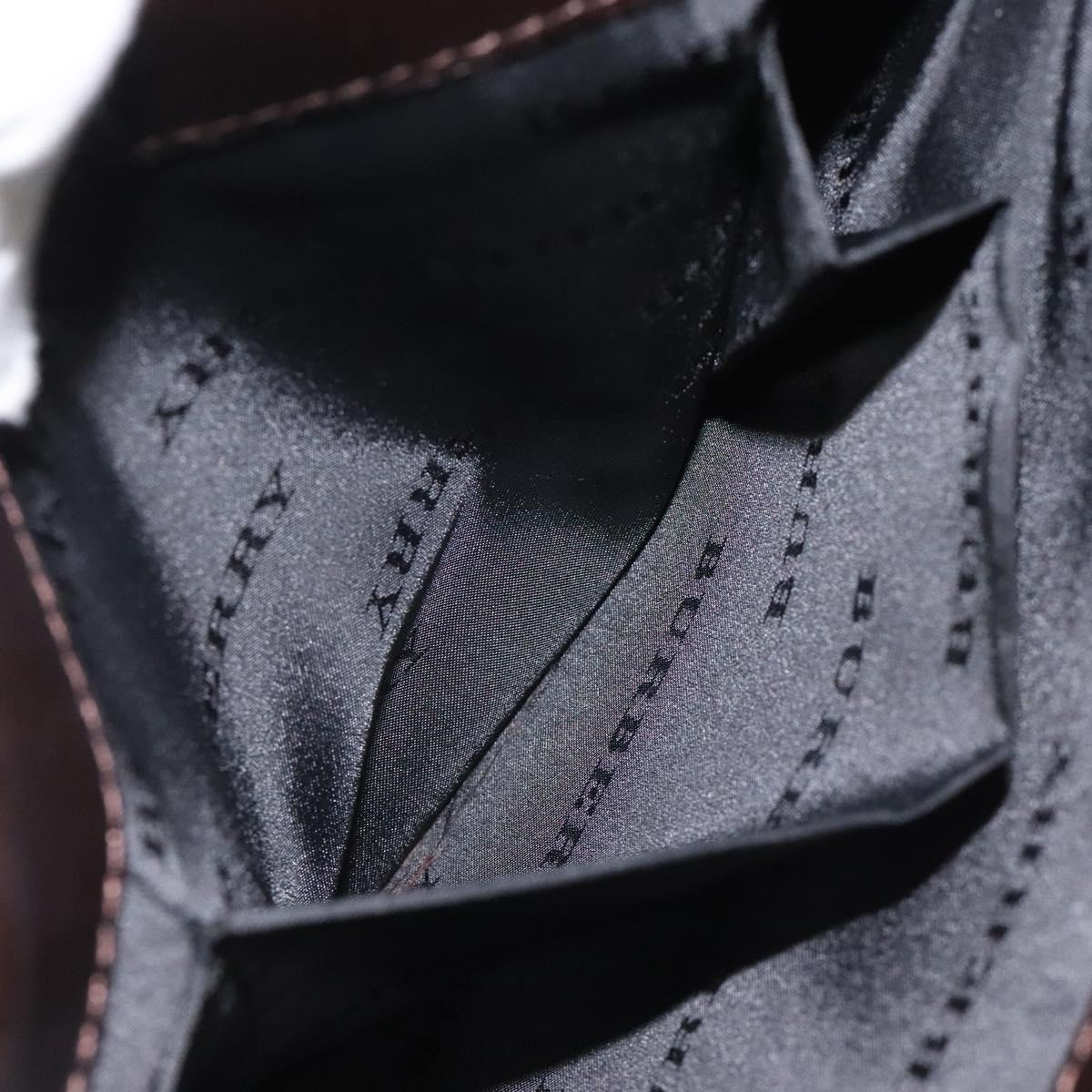 BURBERRY Nova Check Hand Bag Nylon Beige Dark Brown Silver Auth ep7479