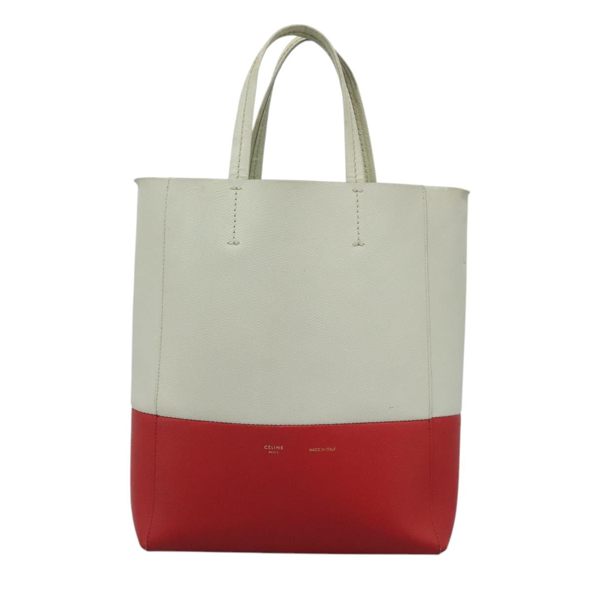CELINE Tote Bag Leather 2way Red Auth ep7482