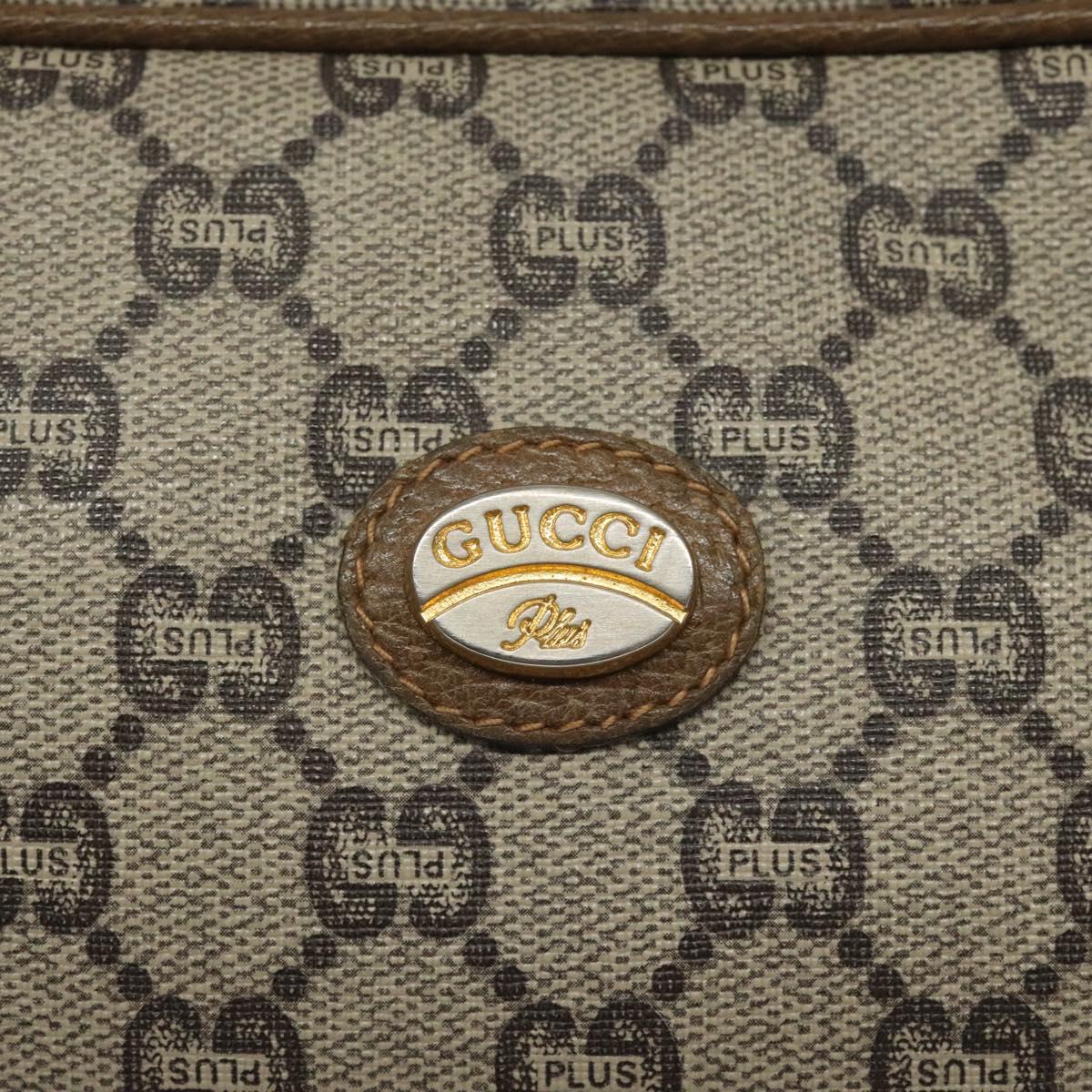 GUCCI GG Plus Supreme Shoulder Bag PVC Leather Beige Auth ep7483