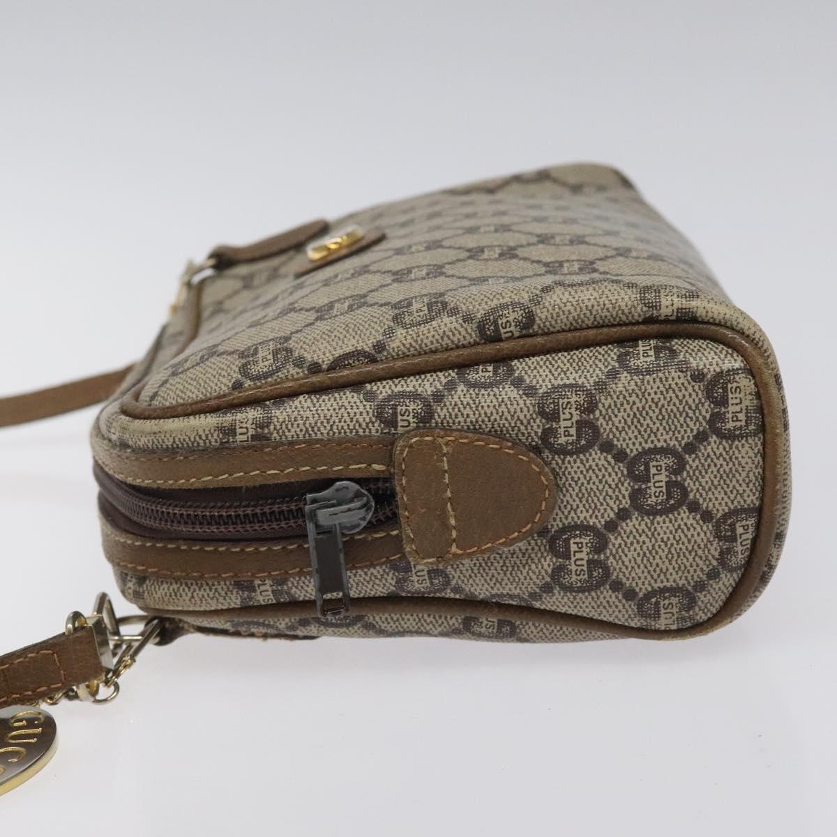 GUCCI GG Plus Supreme Shoulder Bag PVC Leather Beige Auth ep7483