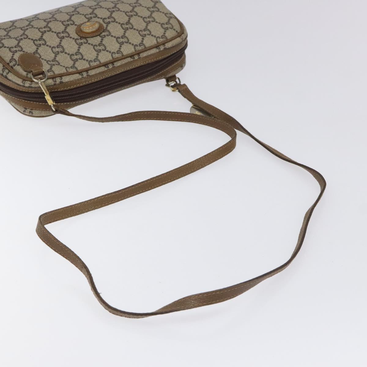 GUCCI GG Plus Supreme Shoulder Bag PVC Leather Beige Auth ep7483