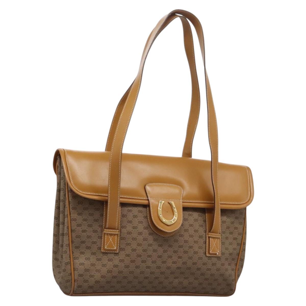 GUCCI Micro GG Supreme Shoulder Bag PVC Beige Gold 001 115 1199 Auth ep7488
