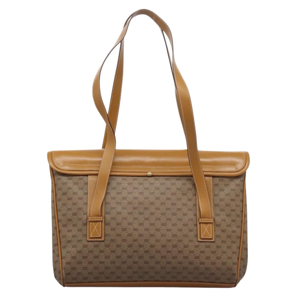 GUCCI Micro GG Supreme Shoulder Bag PVC Beige Gold 001 115 1199 Auth ep7488