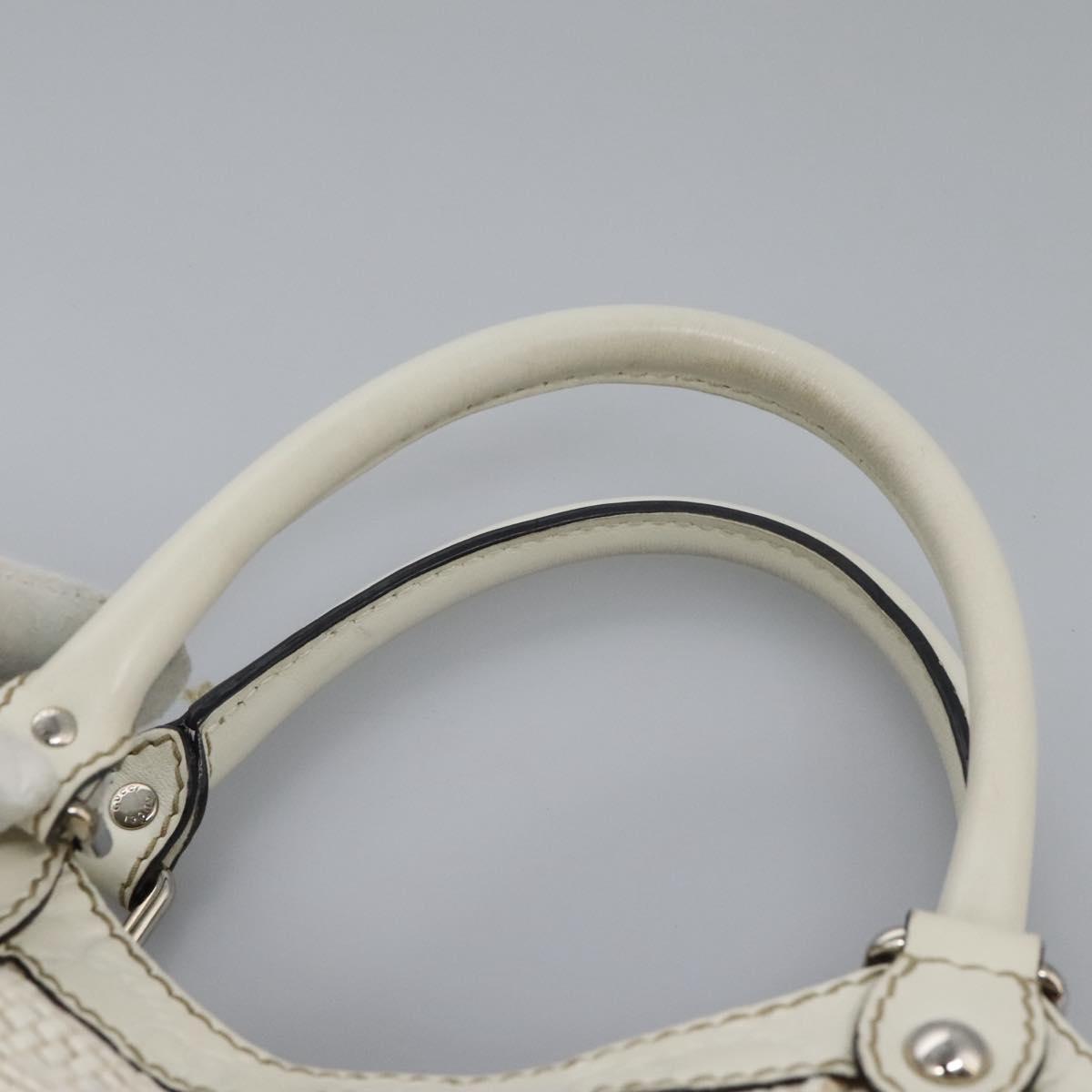 GUCCI Hand Bag Raffia Silver White 211944 Auth ep7490
