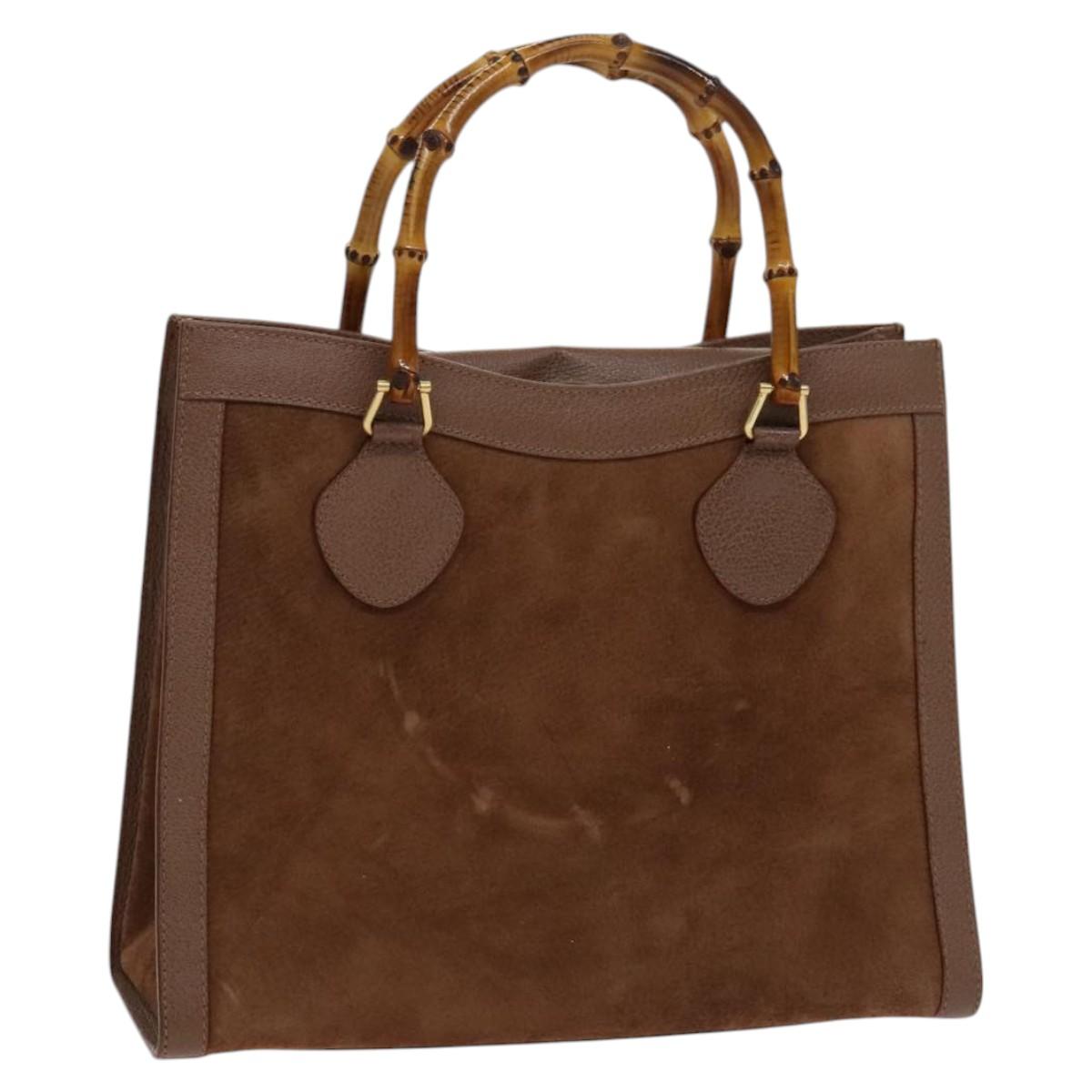 GUCCI Bamboo Tote Bag Suede Leather Brown Gold 002 2865 0260 Auth ep7503