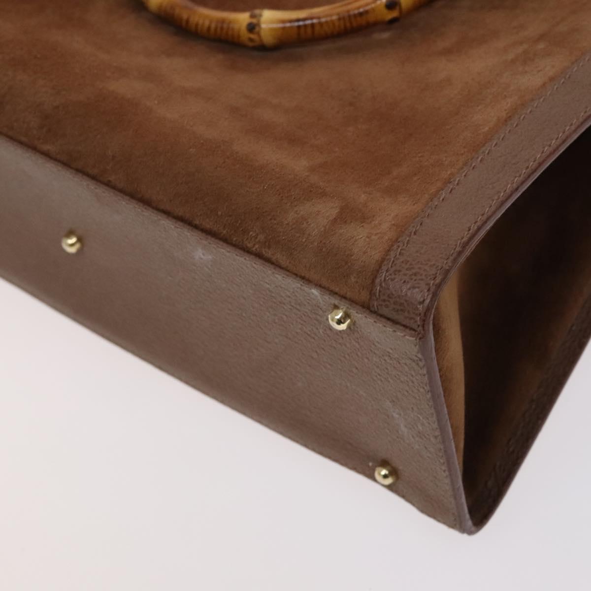 GUCCI Bamboo Tote Bag Suede Leather Brown Gold 002 2865 0260 Auth ep7503