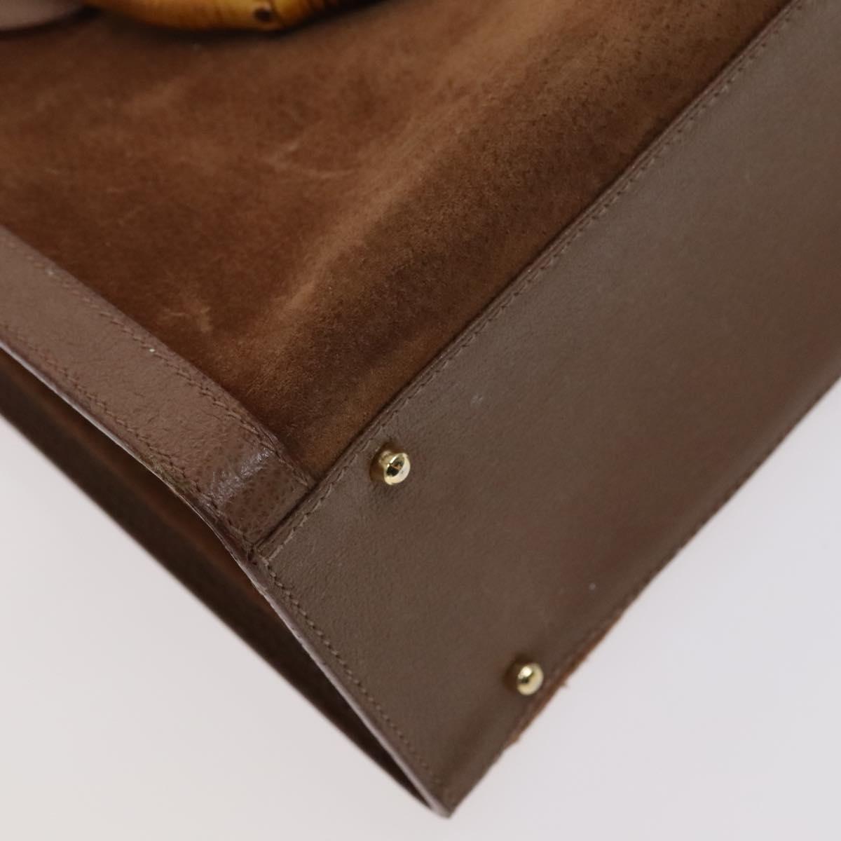 GUCCI Bamboo Tote Bag Suede Leather Brown Gold 002 2865 0260 Auth ep7503