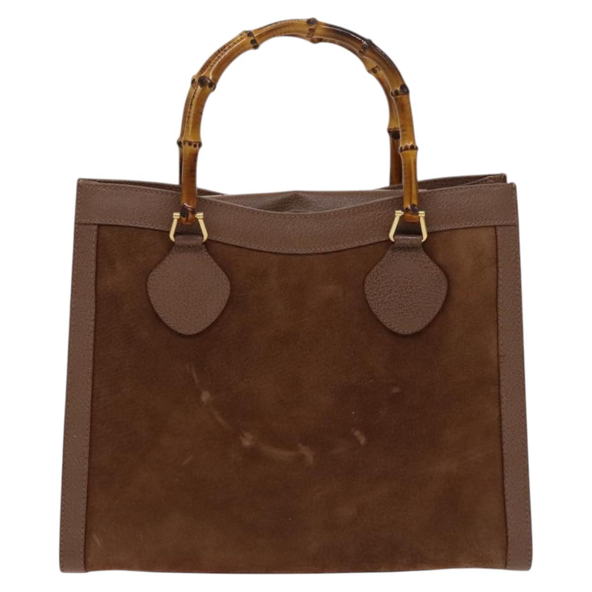 GUCCI Bamboo Tote Bag Suede Leather Brown Gold 002 2865 0260 Auth ep7503