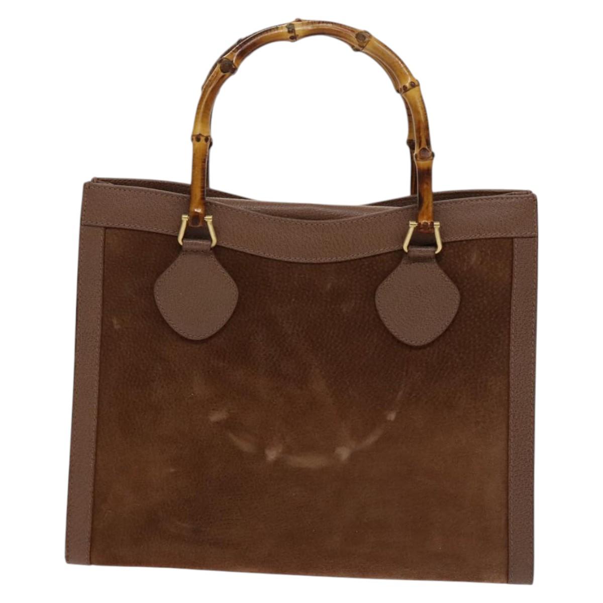 GUCCI Bamboo Tote Bag Suede Leather Brown Gold 002 2865 0260 Auth ep7503