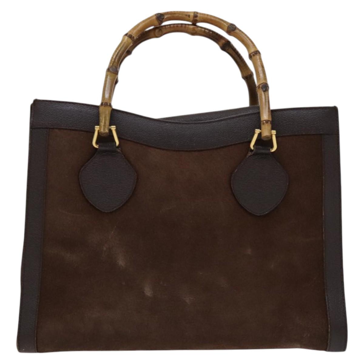 GUCCI Bamboo Tote Bag Suede Leather Brown Gold 002 1095 0260 Auth ep7508