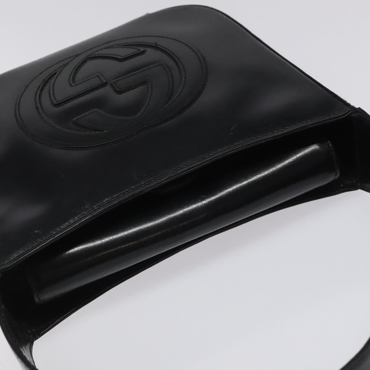 GUCCI Hand Bag Leather Black Auth ep7516