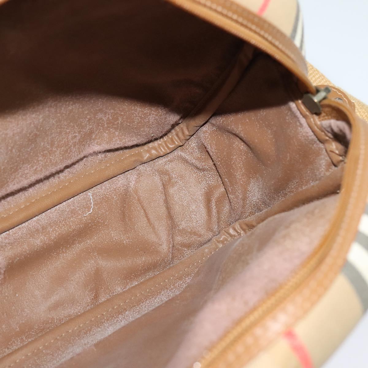 Burberrys Nova Check Shoulder Bag Canvas Leather Beige Gold Auth ep7522