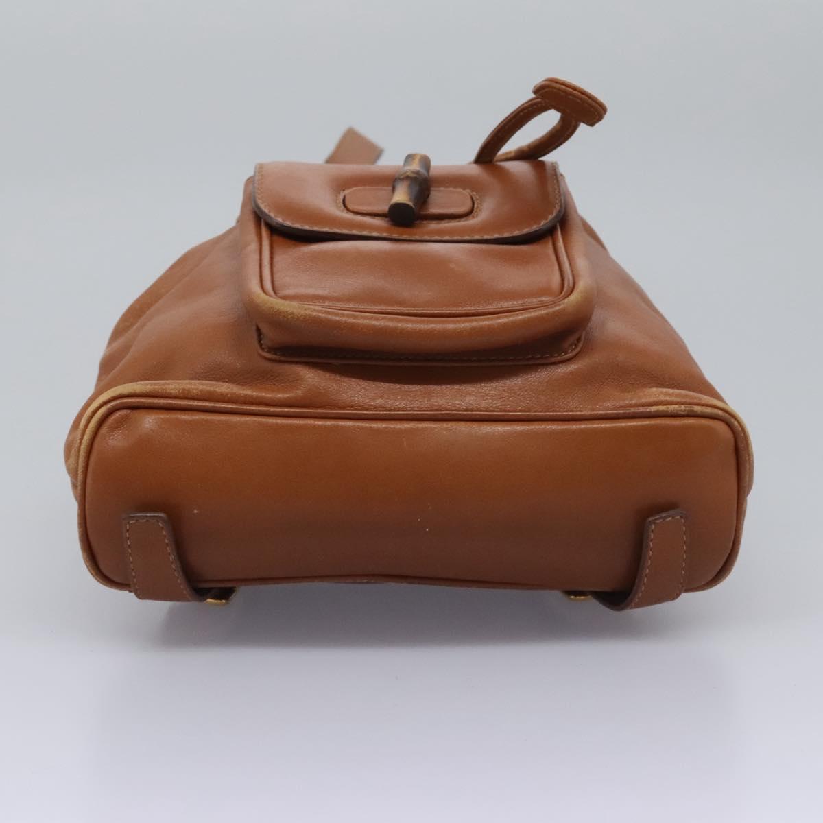 GUCCI Bamboo Backpack Leather Brown Gold 003 2058 0030 Auth ep7524