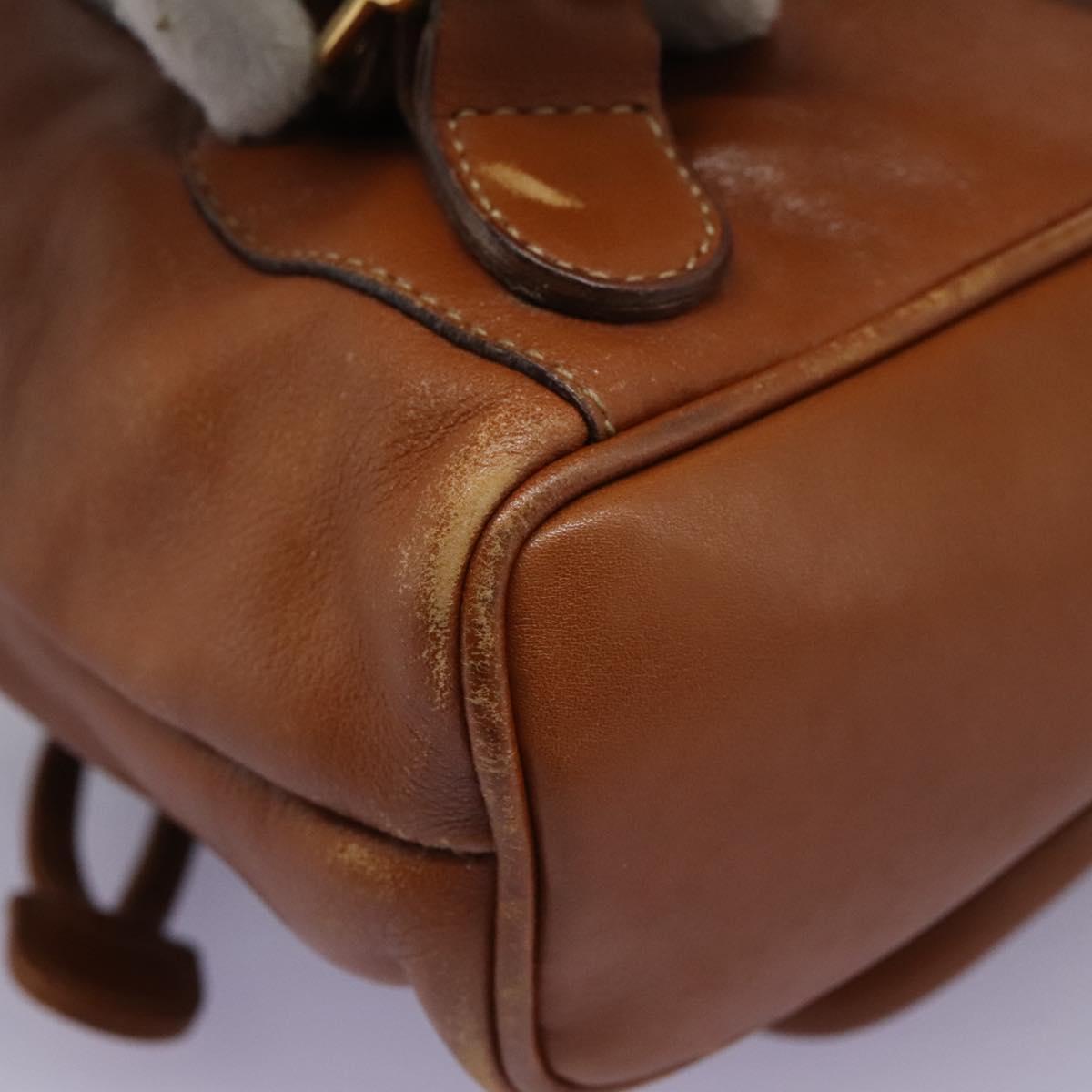GUCCI Bamboo Backpack Leather Brown Gold 003 2058 0030 Auth ep7524