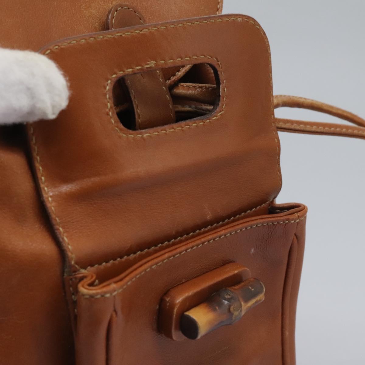 GUCCI Bamboo Backpack Leather Brown Gold 003 2058 0030 Auth ep7524