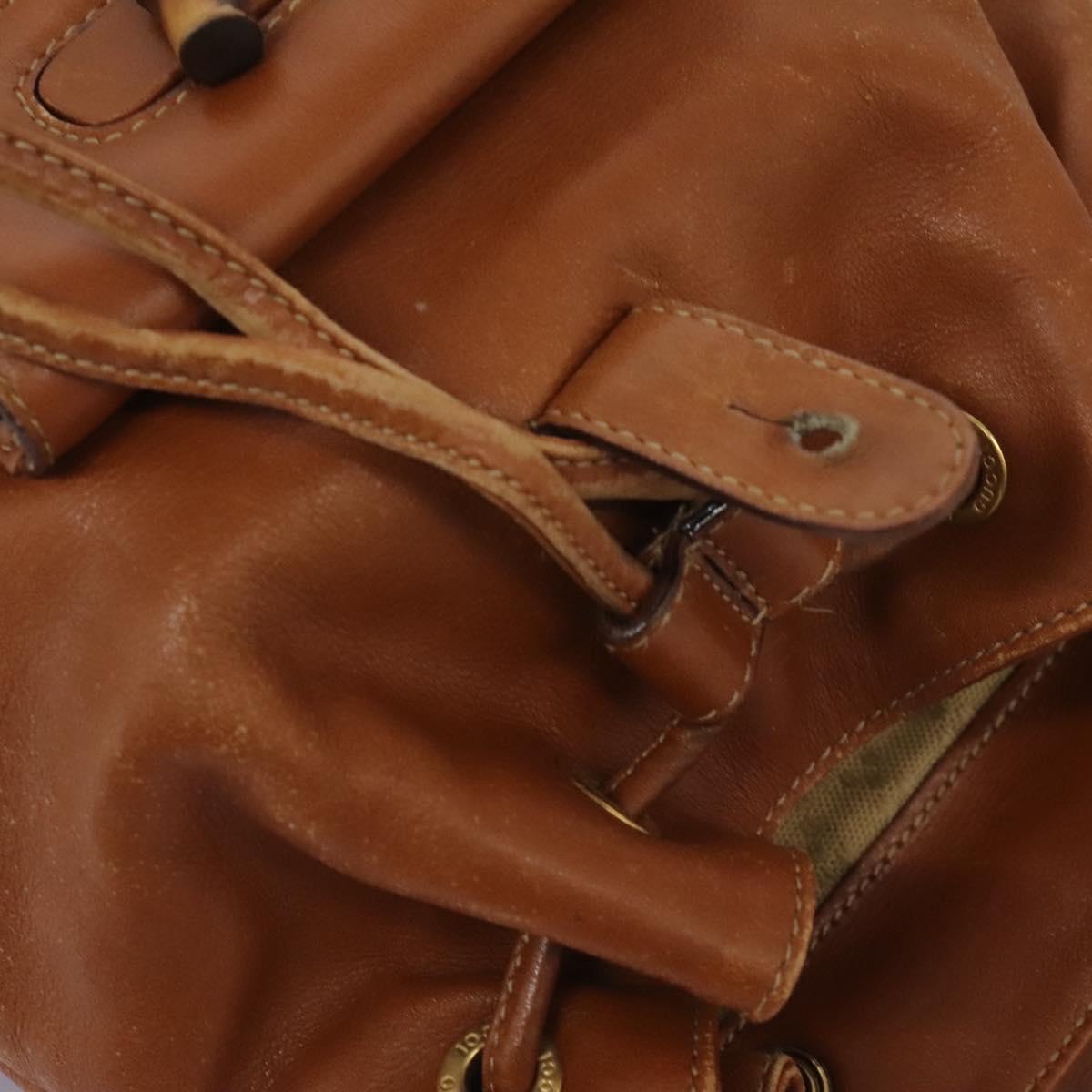 GUCCI Bamboo Backpack Leather Brown Gold 003 2058 0030 Auth ep7524