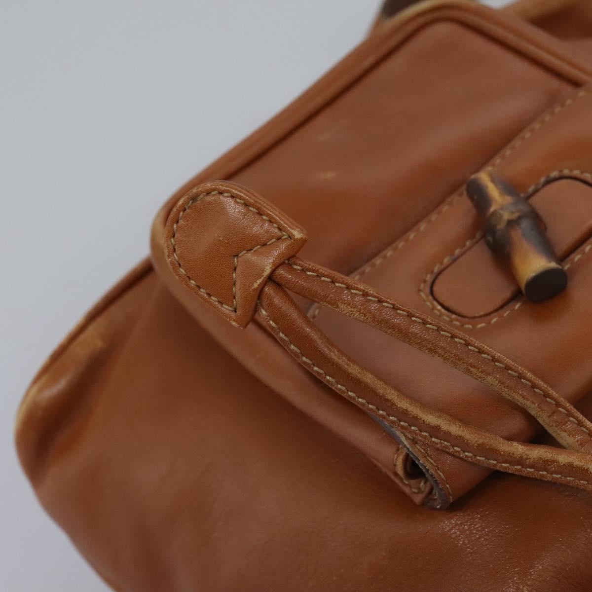 GUCCI Bamboo Backpack Leather Brown Gold 003 2058 0030 Auth ep7524
