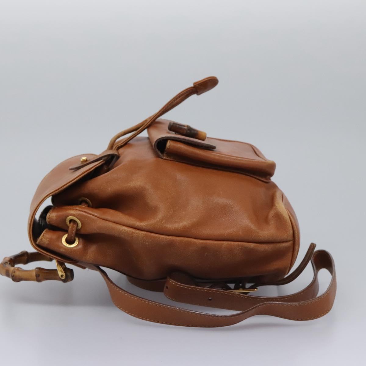 GUCCI Bamboo Backpack Leather Brown Gold 003 2058 0030 Auth ep7524
