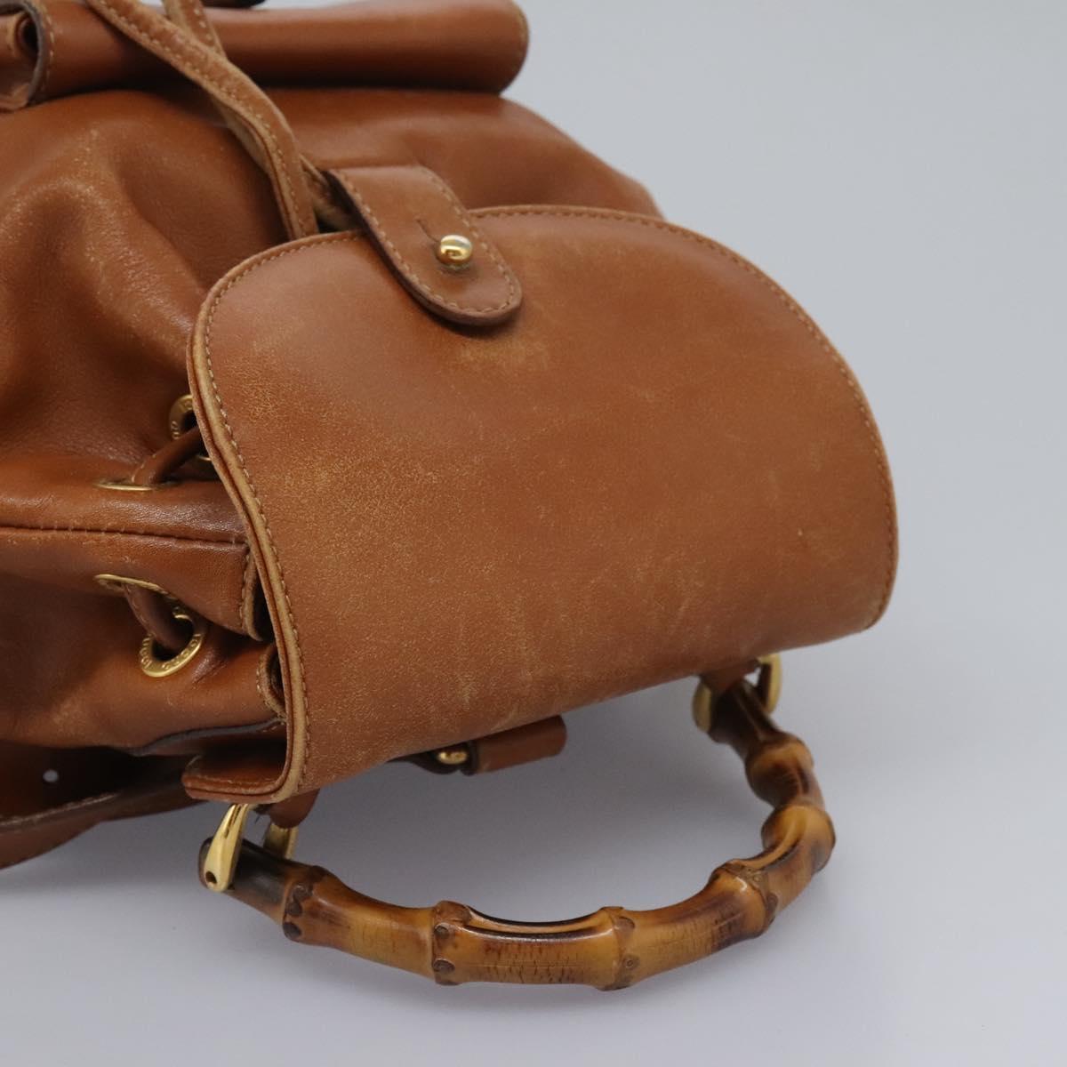 GUCCI Bamboo Backpack Leather Brown Gold 003 2058 0030 Auth ep7524
