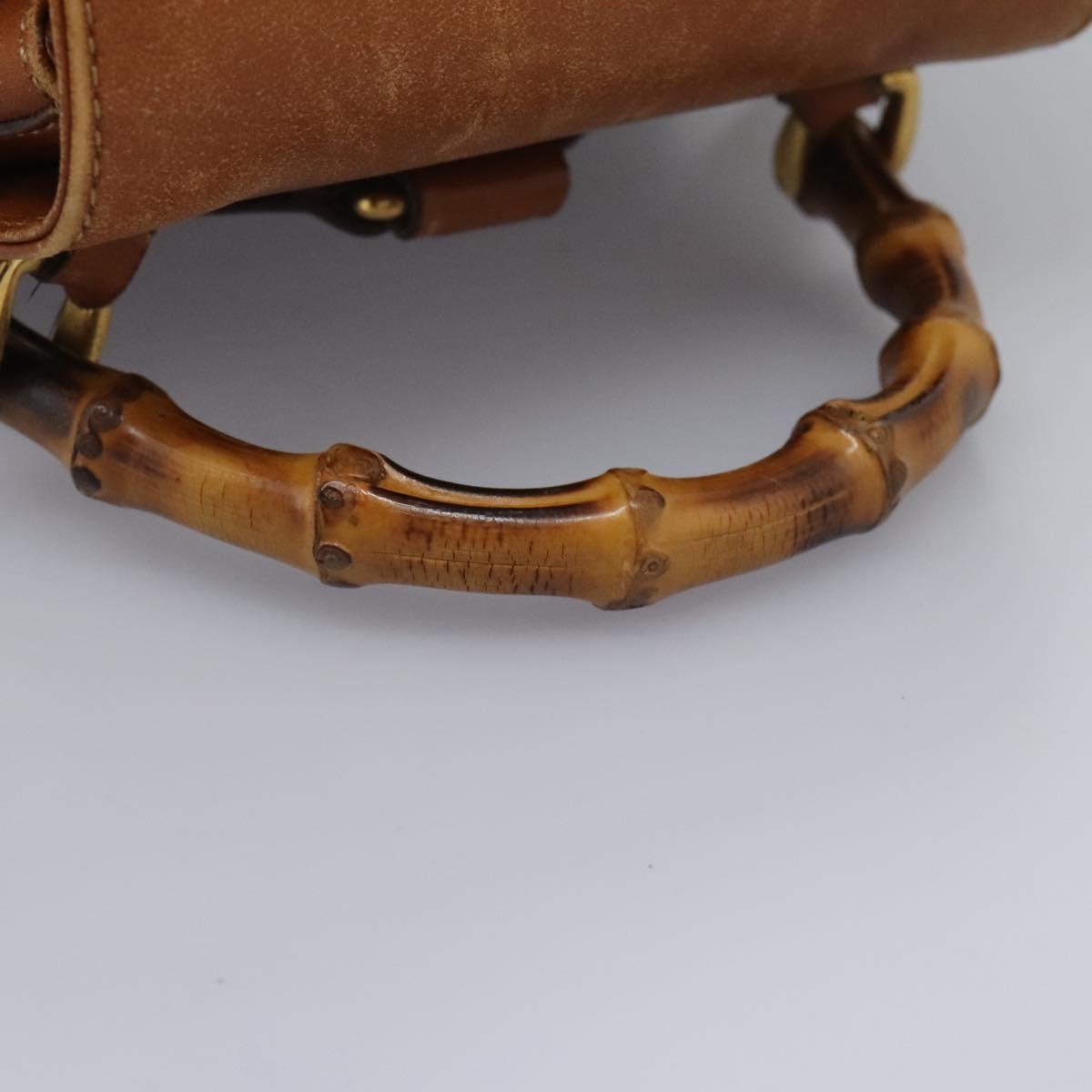 GUCCI Bamboo Backpack Leather Brown Gold 003 2058 0030 Auth ep7524