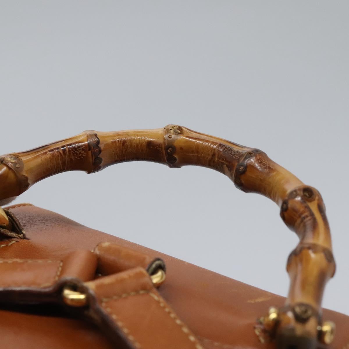 GUCCI Bamboo Backpack Leather Brown Gold 003 2058 0030 Auth ep7524