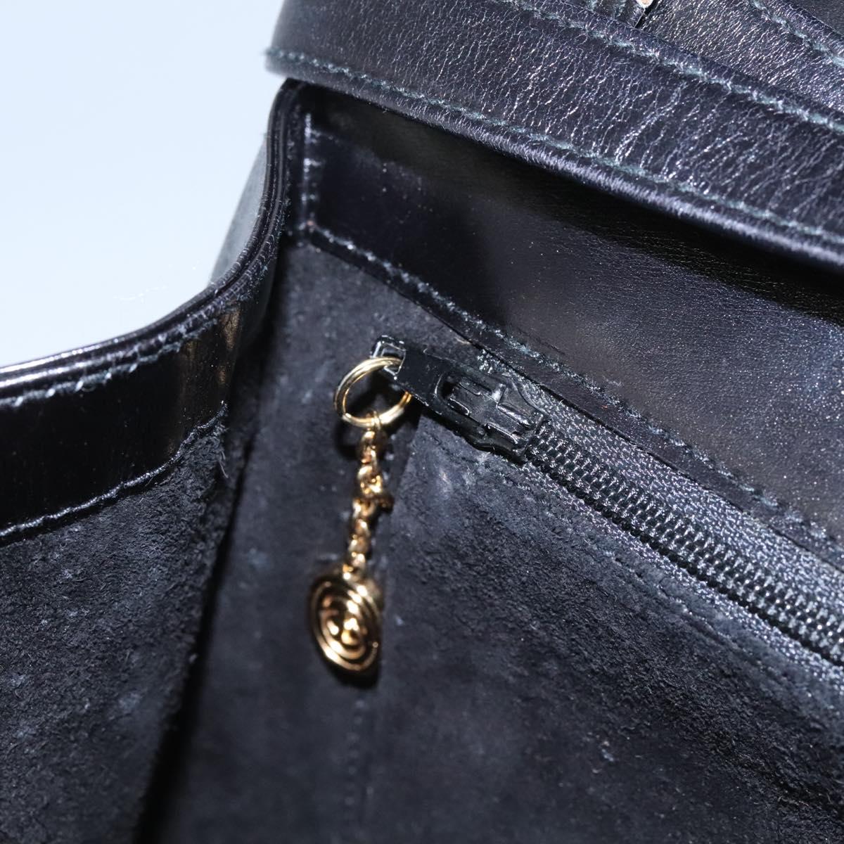 GUCCI Hand Bag Leather Black Gold Auth ep7529