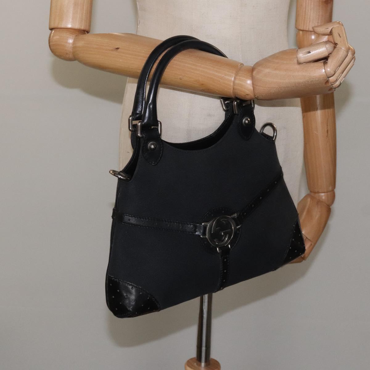 GUCCI Hand Bag Canvas Black Auth ep7533