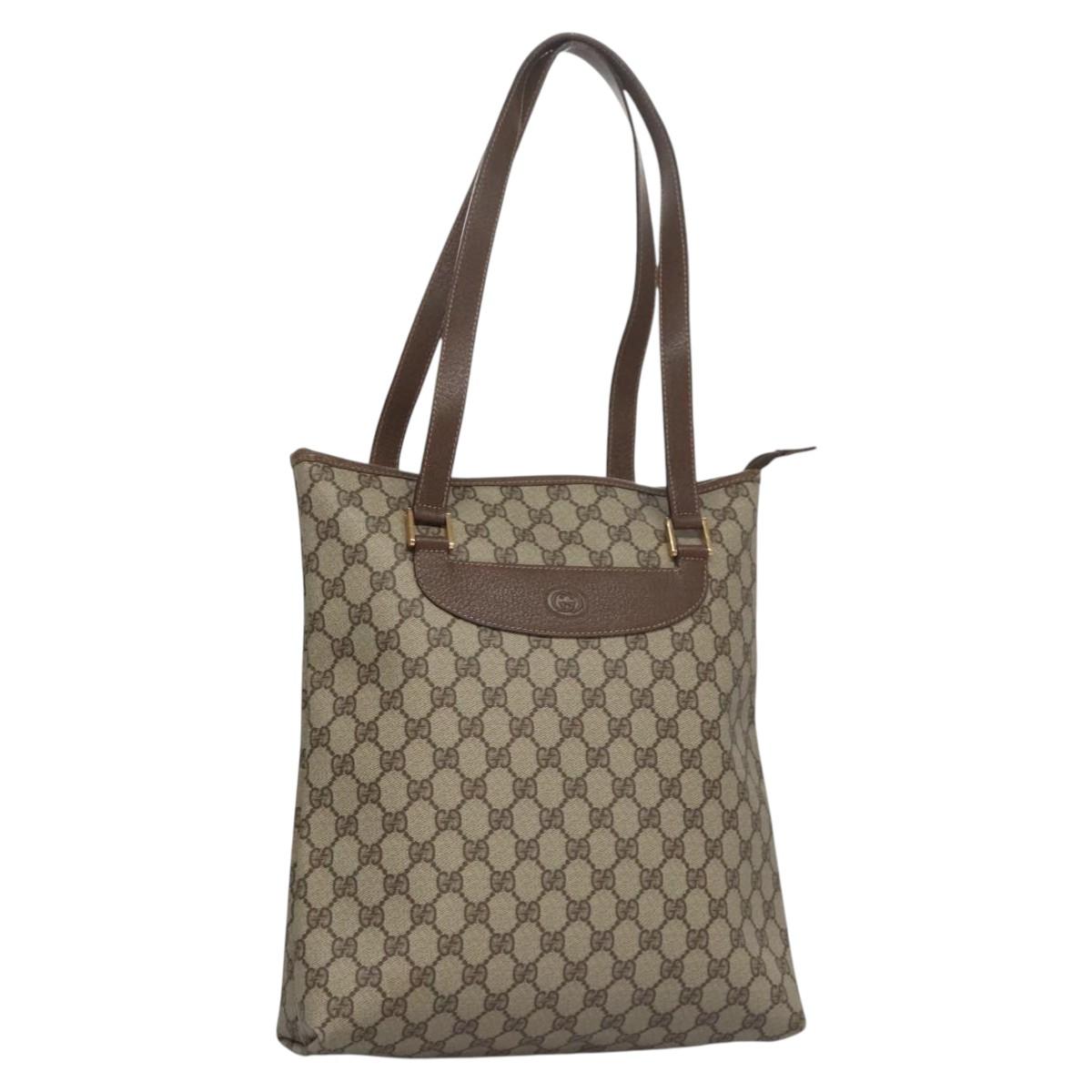 GUCCI GG Supreme Tote Bag PVC Leather Beige 002 39 6130 9411 Auth ep7534