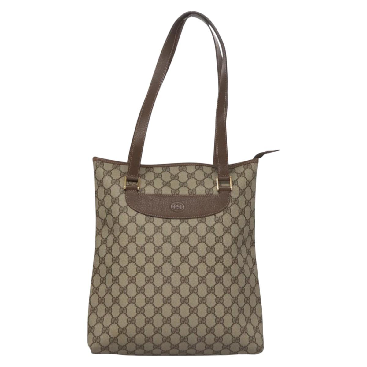 GUCCI GG Supreme Tote Bag PVC Leather Beige 002 39 6130 9411 Auth ep7534