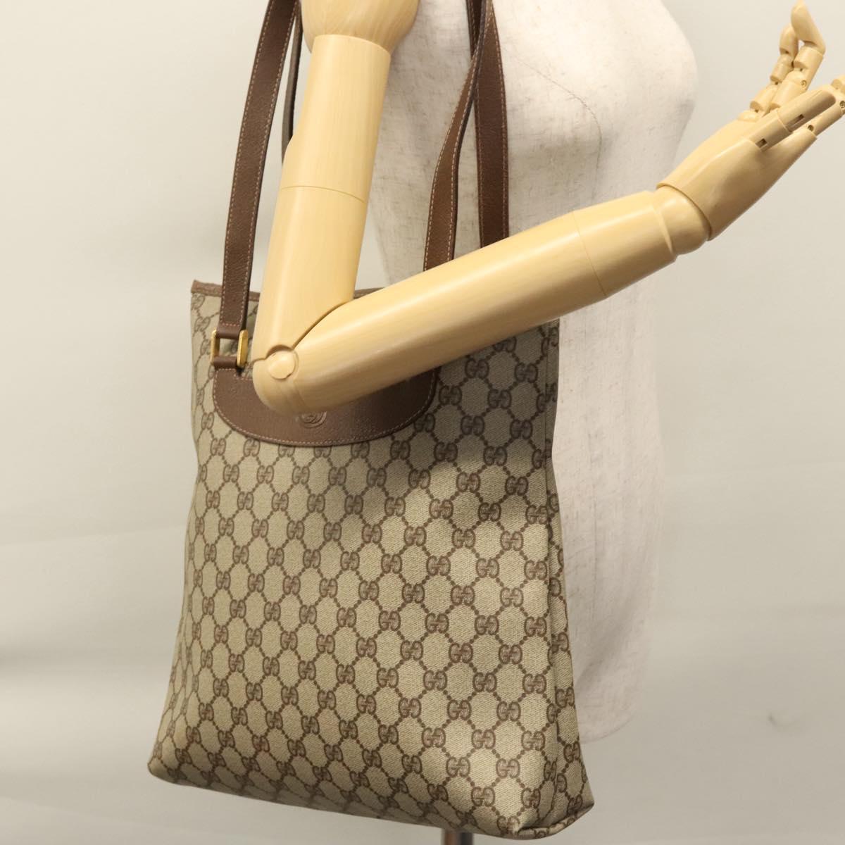 GUCCI GG Supreme Tote Bag PVC Leather Beige 002 39 6130 9411 Auth ep7534