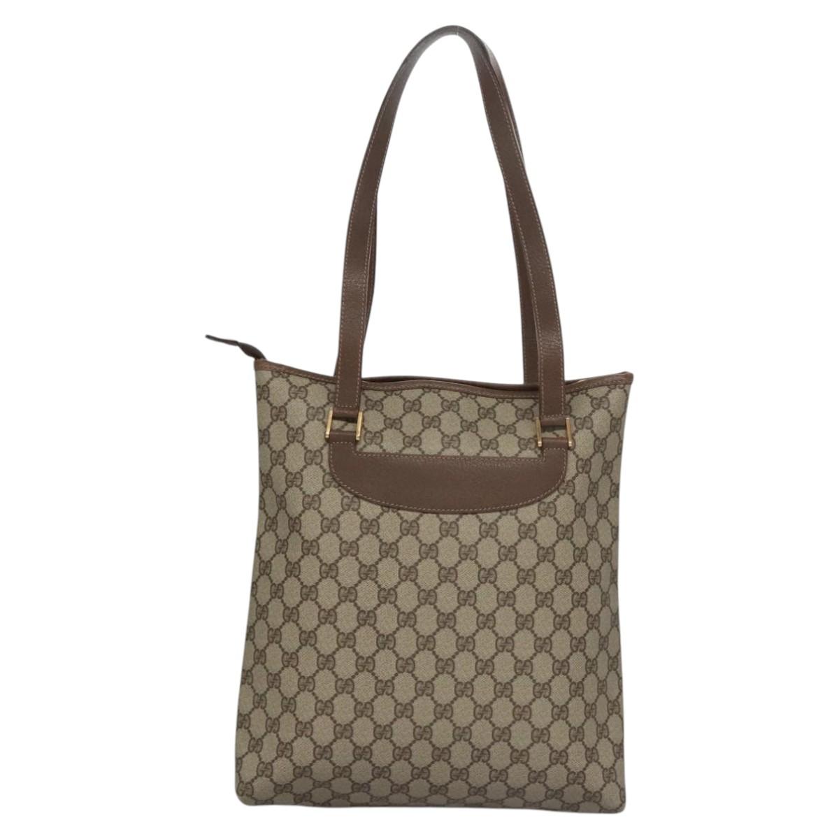 GUCCI GG Supreme Tote Bag PVC Leather Beige 002 39 6130 9411 Auth ep7534