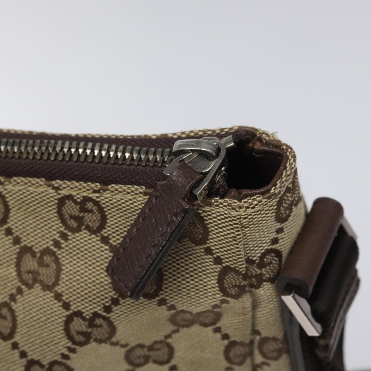 GUCCI GG Canvas Shoulder Bag Beige Silver 110054 Auth ep7544