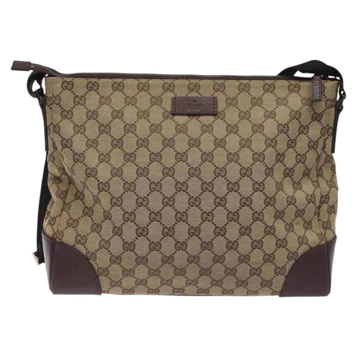 GUCCI GG Canvas Shoulder Bag Beige Silver 110054 Auth ep7544