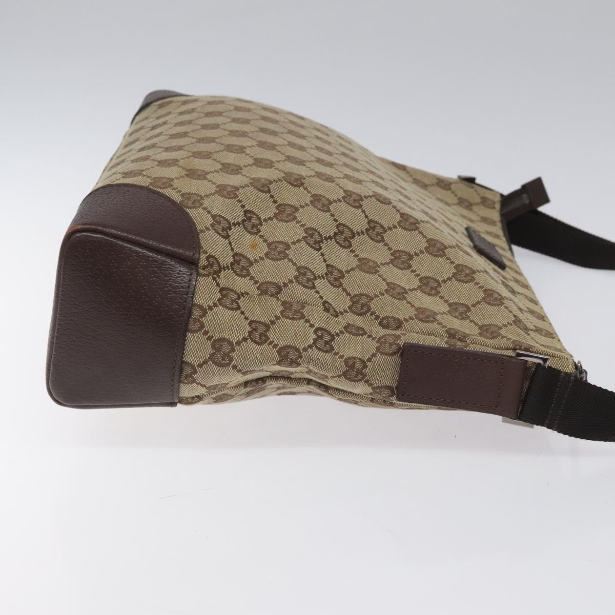 GUCCI GG Canvas Shoulder Bag Beige Silver 110054 Auth ep7544