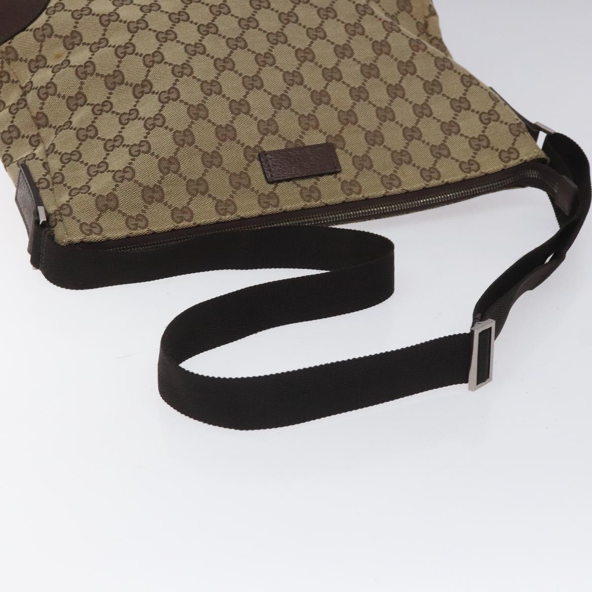 GUCCI GG Canvas Shoulder Bag Beige Silver 110054 Auth ep7544