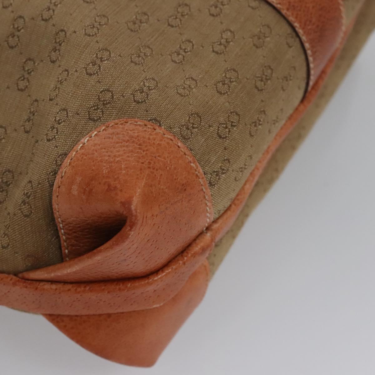 GUCCI Micro GG Supreme Shoulder Bag PVC Leather Beige Brown gold Auth ep7547