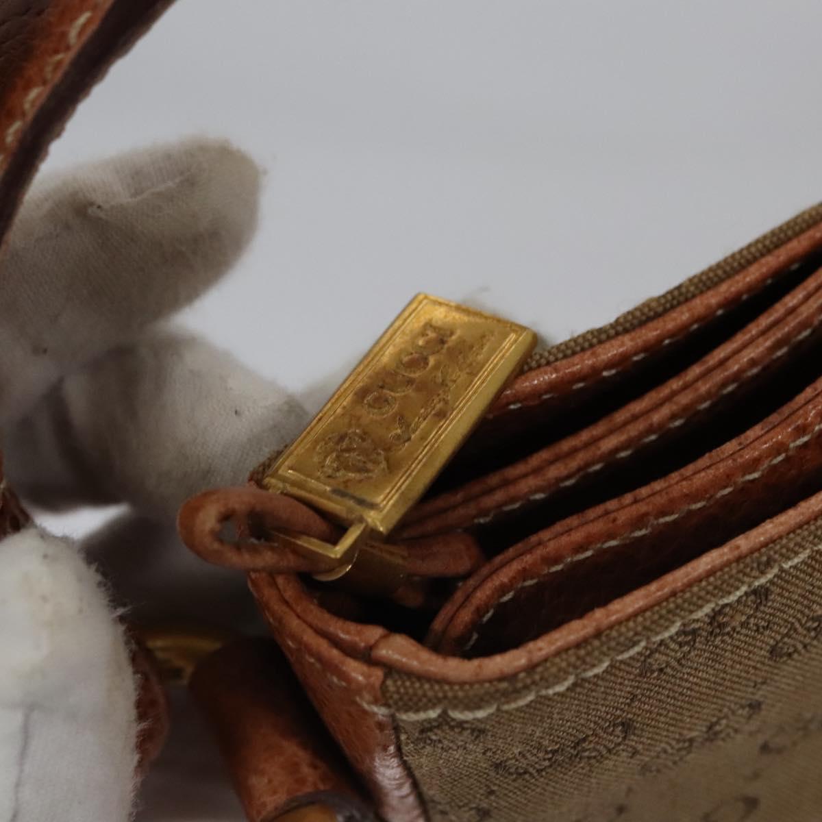 GUCCI Micro GG Supreme Shoulder Bag PVC Leather Beige Brown gold Auth ep7547