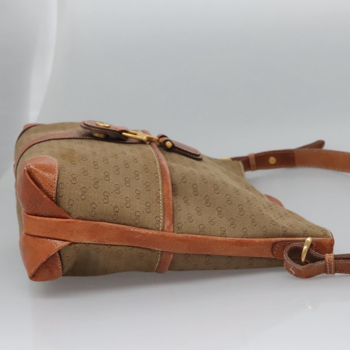 GUCCI Micro GG Supreme Shoulder Bag PVC Leather Beige Brown gold Auth ep7547