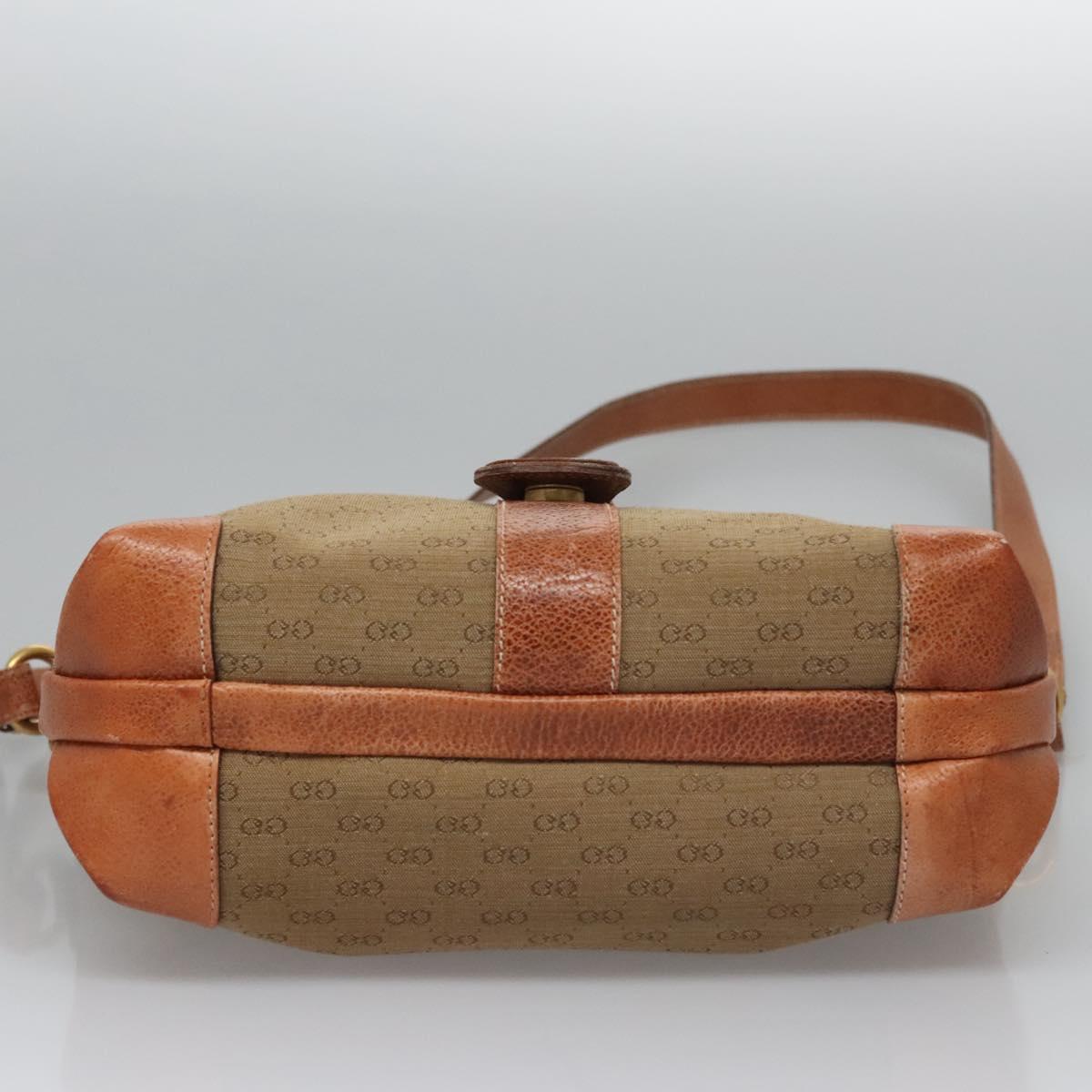 GUCCI Micro GG Supreme Shoulder Bag PVC Leather Beige Brown gold Auth ep7547
