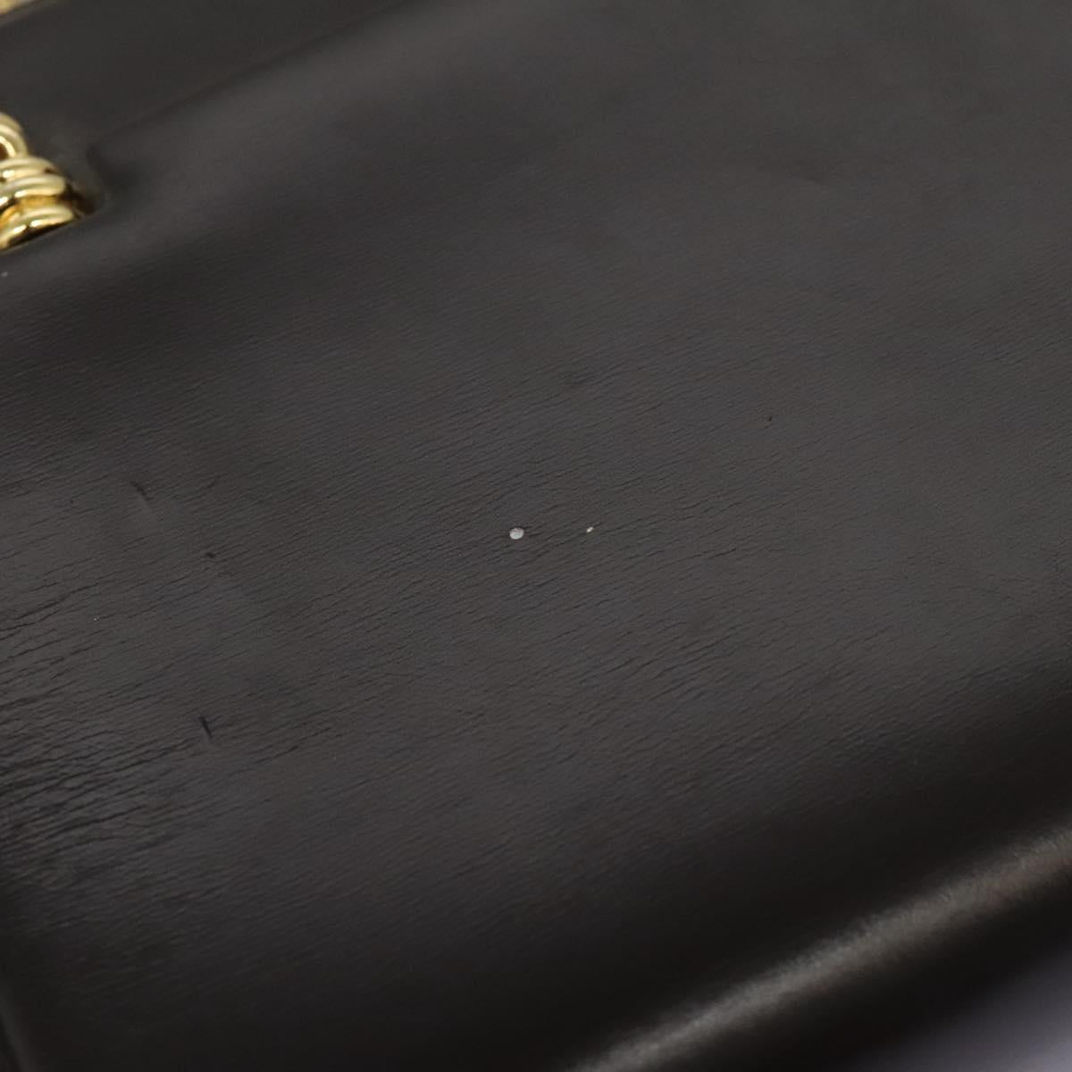 GUCCI Chain Shoulder Bag Leather Brown Gold Auth ep7560